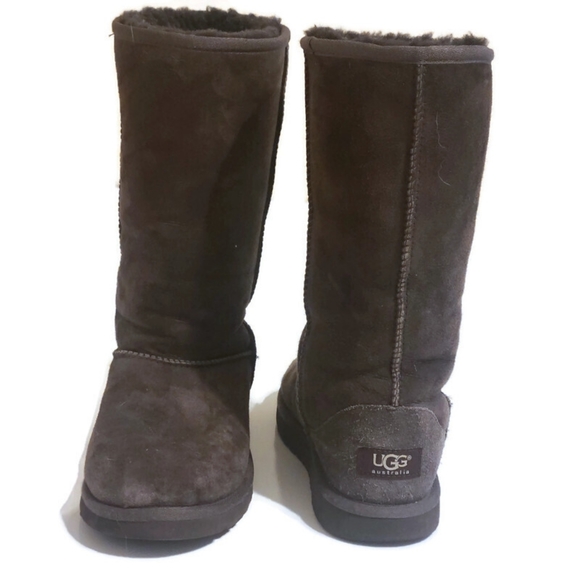 UGG Other - UGG Australia Girls Tall Classic Boot Eva Brown Suede Sheepskin Size 4 US 3UK
